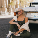 Fancy FitFlow Double Layered Athletic Bra - Alpine Green/Plaid