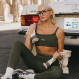 Fancy FitFlow Double Layered Athletic Bra - Alpine Green/Plaid