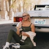 Fancy FitFlow Double Layered Athletic Bra - Alpine Green/Plaid