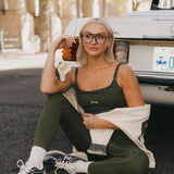 Fancy FitFlow Double Layered Athletic Bra - Alpine Green/Plaid