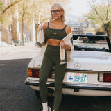 Fancy FitFlow Double Layered Athletic Bra - Alpine Green/Plaid