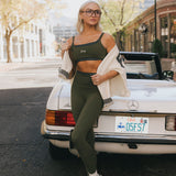 Fancy FitFlow Double Layered Athletic Bra - Alpine Green/Plaid