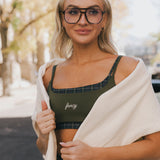 Fancy FitFlow Double Layered Athletic Bra - Alpine Green/Plaid