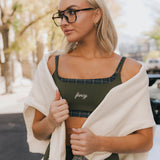 Fancy FitFlow Double Layered Athletic Bra - Alpine Green/Plaid