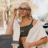 Fancy FitFlow Double Layered Athletic Bra - Alpine Green/Plaid