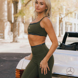 Fancy FitFlow Double Layered Athletic Bra - Alpine Green/Plaid