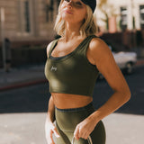 Fancy FitFlow Performance Bra Top - Forest Green/Plaid