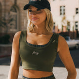 Fancy FitFlow Performance Bra Top - Forest Green/Plaid