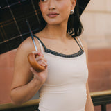 Fancy FitFlow Double Layered Tank - Cream/Plaid