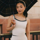 Fancy FitFlow Double Layered Tank - Cream/Plaid