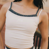 Fancy FitFlow Double Layered Tank - Cream/Plaid