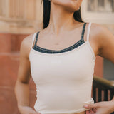 Fancy FitFlow Double Layered Tank - Cream/Plaid