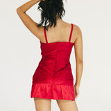 Lucy Ruched Mini Dress - Flame Red