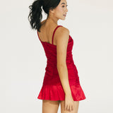 Lucy Ruched Mini Dress - Flame Red