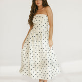 Hallie Polka Dot Midi Dress - Cream