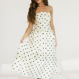 Hallie Polka Dot Midi Dress - Cream