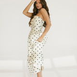 Hallie Polka Dot Midi Dress - Cream