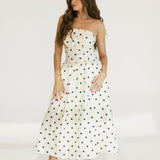 Hallie Polka Dot Midi Dress - Cream