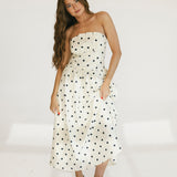 Hallie Polka Dot Midi Dress - Cream