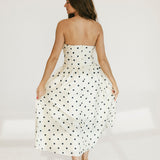 Hallie Polka Dot Midi Dress - Cream