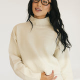 Lainey High Neck Sweater Skirt Set - Cream