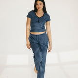 Laure Striped Knit Pants - Blue Jay