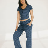 Laure Striped Knit Pants - Blue Jay