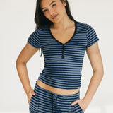 Catalina Striped Tee - Blue Jay