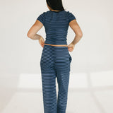 Laure Striped Knit Pants - Blue Jay