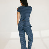 Laure Striped Knit Pants - Blue Jay