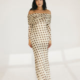 Thelma Off The Shoulder Maxi Dress - Gold Halo Dot