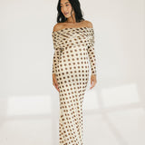 Thelma Off The Shoulder Maxi Dress - Gold Halo Dot