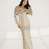 Thelma Off The Shoulder Maxi Dress - Gold Halo Dot
