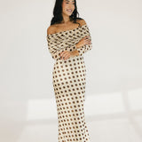 Thelma Off The Shoulder Maxi Dress - Gold Halo Dot