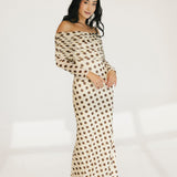Thelma Off The Shoulder Maxi Dress - Gold Halo Dot