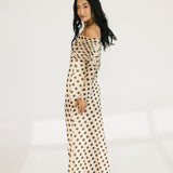 Thelma Off The Shoulder Maxi Dress - Gold Halo Dot