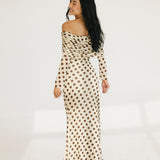 Thelma Off The Shoulder Maxi Dress - Gold Halo Dot