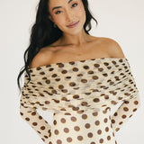 Thelma Off The Shoulder Maxi Dress - Gold Halo Dot