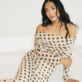 Thelma Off The Shoulder Maxi Dress - Gold Halo Dot