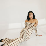 Thelma Off The Shoulder Maxi Dress - Gold Halo Dot