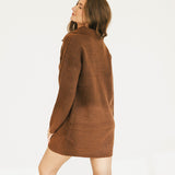 Payton Polo Long Sleeve Sweater Dress - Chestnut