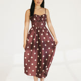 Marah Polka Dot Midi Dress - Burgundy