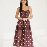 Marah Polka Dot Midi Dress - Burgundy