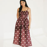 Marah Polka Dot Midi Dress - Burgundy