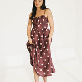 Marah Polka Dot Midi Dress - Burgundy