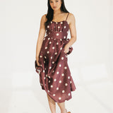 Marah Polka Dot Midi Dress - Burgundy