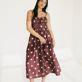 Marah Polka Dot Midi Dress - Burgundy