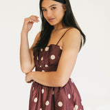 Marah Polka Dot Midi Dress - Burgundy