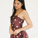 Marah Polka Dot Midi Dress - Burgundy