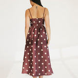 Marah Polka Dot Midi Dress - Burgundy